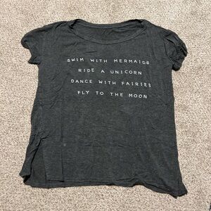 Gray Graphic T-Shirt with Whimsical Text
